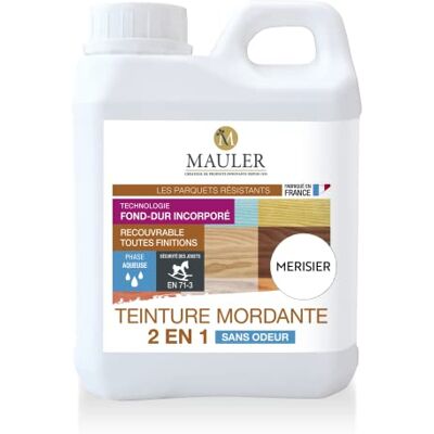 MAULER Teinture Mordante 2 en 1 Merisier 1L Teinte les Parquets Avant Vitrification S'utilise sur les Meubles, Jouets, Mobiliers - Publicité MAULER Teinture Mordante 2 en 1 Merisier 1L Teinte les Parquets Avant Vitrification S'utilise sur les Meubles, Jouets, Mobiliers - Publicité