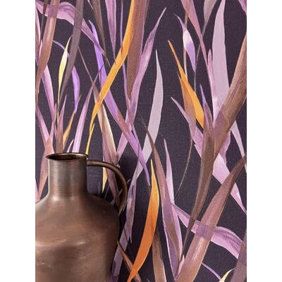 Newroom papier peint intissé lilas feuillage aquarelle salon chambre Graminées aubergine, mauve et orange mates, texture lin fine, tapisserie bohème, décoration murale pour entrée et couloir - Publicité Newroom papier peint intissé lilas feuillage aquarelle salon chambre Graminées aubergine, mauve et orange mates, texture lin fine, tapisserie bohème, décoration murale pour entrée et couloir - Publicité