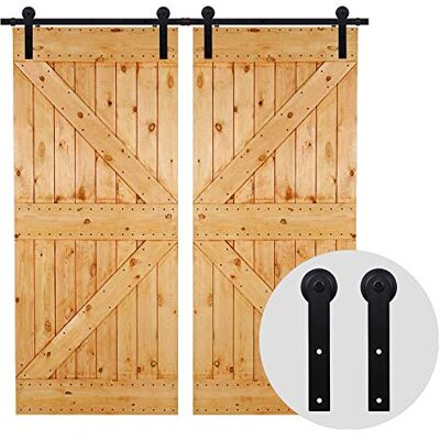 CCJH 292cm/9.6FT Rail porte coulissante,Quincailleri Kit de Rail pour Porte Coulissante,double porte coulissante,Noir - Publicité CCJH 292cm/9.6FT Rail porte coulissante,Quincailleri Kit de Rail pour Porte Coulissante,double porte coulissante,Noir - Publicité