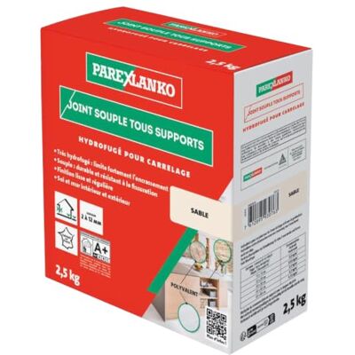 Parexlanko Joint Souple tous Supports Sable 2,5kg Joints de Carrelage de 2 à 15 mm Soumis à de Fortes Sollicitations Neuf et Rénovation Sol et Mur Intérieur et Extérieur - Publicité Parexlanko Joint Souple tous Supports Sable 2,5kg Joints de Carrelage de 2 à 15 mm Soumis à de Fortes Sollicitations Neuf et Rénovation Sol et Mur Intérieur et Extérieur - Publicité