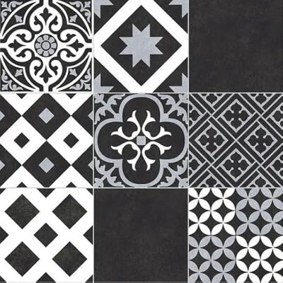 Decoweb Sol Vinyle Link Plus Carreaux de Ciment Noir et Blanc Surface Brillante Rouleau de 4m x 3.00m - Publicité Decoweb Sol Vinyle Link Plus Carreaux de Ciment Noir et Blanc Surface Brillante Rouleau de 4m x 3.00m - Publicité