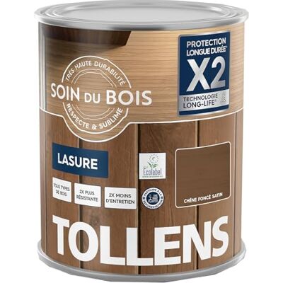 Tollens Lasure Ultra Résistante Adhérence Renforcée Protège et Décore Protection Anti-UV Technologie LONG-LIFE Satin Chêne Foncé 1 L - Publicité Tollens Lasure Ultra Résistante Adhérence Renforcée Protège et Décore Protection Anti-UV Technologie LONG-LIFE Satin Chêne Foncé 1 L - Publicité