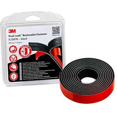 3M Dual Lock SJ387B, solutions de fixations amovibles excellente adhésion à la plupart des peintures poudre, Métaux, verre, bois vernis, Polycarbonate, ABS noir, 25mm x 2.5m, 6.1mm (1 blister) - Publicité 3M Dual Lock SJ387B, solutions de fixations amovibles excellente adhésion à la plupart des peintures poudre, Métaux, verre, bois vernis, Polycarbonate, ABS noir, 25mm x 2.5m, 6.1mm (1 blister) - Publicité