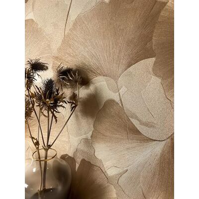 Newroom Papier Peint Intissé Or Ginkgo Feuilles Floral Vintage Aspect Naturel Légèrement Brillant pour Salon Chambre - Publicité Newroom Papier Peint Intissé Or Ginkgo Feuilles Floral Vintage Aspect Naturel Légèrement Brillant pour Salon Chambre - Publicité