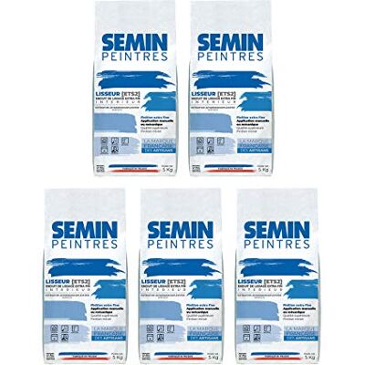 Semin LISSEUR Enduit de Lissage Extra Fin en Poudre 5 kg – Finition Murs et Plafonds Intérieur – Avant Peinture et Papier Peint Fabriqué en France -Lot de 5 - Publicité Semin LISSEUR Enduit de Lissage Extra Fin en Poudre 5 kg – Finition Murs et Plafonds Intérieur – Avant Peinture et Papier Peint Fabriqué en France -Lot de 5 - Publicité