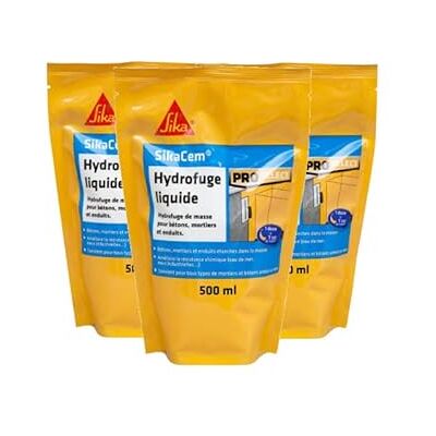 Sika - SikaCem - Blanc - 3 x 500 ml - Water-repellent liquid mass - Publicité Sika - SikaCem - Blanc - 3 x 500 ml - Water-repellent liquid mass - Publicité