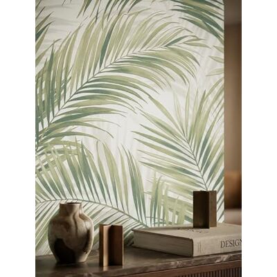 Newroom papier peint intissé vert feuilles de palmier salon scandinave Olive-sauge mat sur crème, sans raccord, motif floral, décoration murale, ambiance boho nature - Publicité Newroom papier peint intissé vert feuilles de palmier salon scandinave Olive-sauge mat sur crème, sans raccord, motif floral, décoration murale, ambiance boho nature - Publicité