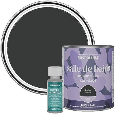Rust-Oleum Peinture Résistante à l'eau pour Carrelage de Salle de Bain, Finition Mate Charbon Naturel 750ml - Publicité Rust-Oleum Peinture Résistante à l'eau pour Carrelage de Salle de Bain, Finition Mate Charbon Naturel 750ml - Publicité