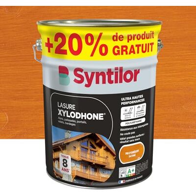 Syntilor Lasure Xylodhone® Ultra Hautes Performances 8 Ans Pin d'Orégon Satiné 5L+20% - Publicité Syntilor Lasure Xylodhone® Ultra Hautes Performances 8 Ans Pin d'Orégon Satiné 5L+20% - Publicité