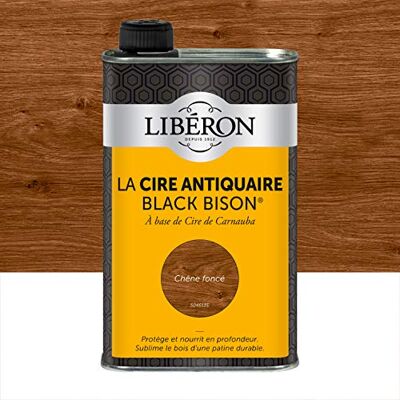 Libéron Cire Antiquaire Black Bison Liquide, Chêne Foncé, 0,5L A base de cire de Carnauba, Protège et nourrit en profondeur, Sublime le bois d'une patine durable - Publicité Libéron Cire Antiquaire Black Bison Liquide, Chêne Foncé, 0,5L A base de cire de Carnauba, Protège et nourrit en profondeur, Sublime le bois d'une patine durable - Publicité