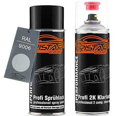 TRISTARcolor RAL 9006 Weissaluminium Metallic bombe de peinture + vernis 2K mat satiné Kit peinture de base + vernis 2K, bombes aérosols 400 ml, à séchage rapide - Publicité TRISTARcolor RAL 9006 Weissaluminium Metallic bombe de peinture + vernis 2K mat satiné Kit peinture de base + vernis 2K, bombes aérosols 400 ml, à séchage rapide - Publicité
