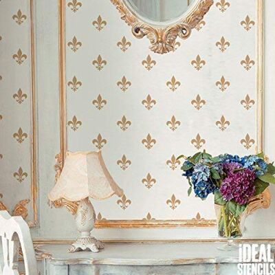 Ideal Stencils FLEUR DE LYS répéter Papier peint pochoir mural DE MAISON Décoration Art & artisanat pochoir peinture murs Fabrics & Meuble 190 Mylar réutilisable pochoir - Publicité Ideal Stencils FLEUR DE LYS répéter Papier peint pochoir mural DE MAISON Décoration Art & artisanat pochoir peinture murs Fabrics & Meuble 190 Mylar réutilisable pochoir - Publicité
