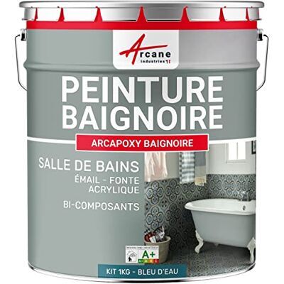 ARCANE INDUSTRIES Peinture Baignoire Lavabo Bac à douche : Résine Salle de Bain pour Baignoire émail, acrylique et fonte 1 kg (jusqu'à 3 m² en 2 couches) Bleu D'eau RAL 5021 - Publicité ARCANE INDUSTRIES Peinture Baignoire Lavabo Bac à douche : Résine Salle de Bain pour Baignoire émail, acrylique et fonte 1 kg (jusqu'à 3 m² en 2 couches) Bleu D'eau RAL 5021 - Publicité