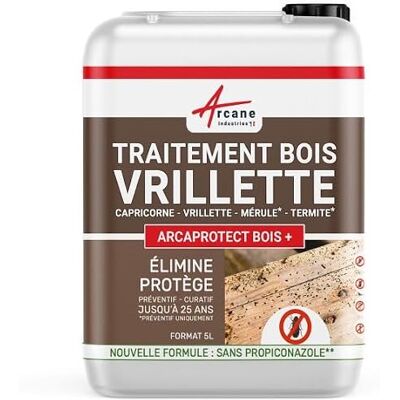 ARCANE INDUSTRIES Traitement Vrillette Bois Sans Propiconazole Préventif et Curatif 5 L Traite la Vrillette, Anti Xylophage, Préventif et Curatif, sans Propiconazole, Parquet, Meuble - Publicité ARCANE INDUSTRIES Traitement Vrillette Bois Sans Propiconazole Préventif et Curatif 5 L Traite la Vrillette, Anti Xylophage, Préventif et Curatif, sans Propiconazole, Parquet, Meuble - Publicité