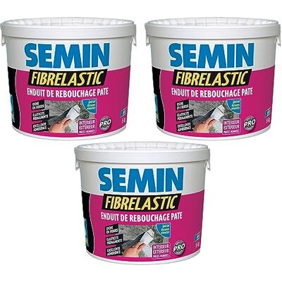 Semin Enduit de Rebouchage Élastique Fibrelastic à Base de Fibre de Verre pour Fissures Vivantes, Intérieur/Extérieur, seau de 5 kg, Lot de 3 - Publicité Semin Enduit de Rebouchage Élastique Fibrelastic à Base de Fibre de Verre pour Fissures Vivantes, Intérieur/Extérieur, seau de 5 kg, Lot de 3 - Publicité