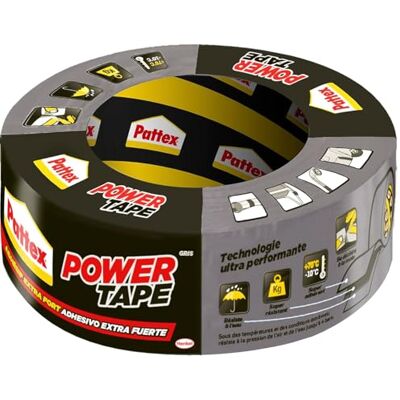 Pattex – Ruban adhésif Power Tape gris (rouleau de 50 m) – Bande adhésive toilée tous supports – Rouleau adhésif étanche extra fort pour charges lourdes - Publicité Pattex – Ruban adhésif Power Tape gris (rouleau de 50 m) – Bande adhésive toilée tous supports – Rouleau adhésif étanche extra fort pour charges lourdes - Publicité