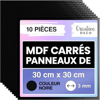 Creative 10 x Panneau MDF Carré Noir 300 x 300 mm Feuille Planche Bois Brut Plaque Bois Idéal Bricolage, Découpe Laser, Gravure Panneaux pour Pyrogravure, Linogravure - Publicité Creative 10 x Panneau MDF Carré Noir 300 x 300 mm Feuille Planche Bois Brut Plaque Bois Idéal Bricolage, Découpe Laser, Gravure Panneaux pour Pyrogravure, Linogravure - Publicité