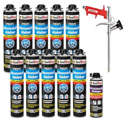 Isolbau B2 Lot de colle isolante 10 x 750 ml Pour isolation 1 nettoyant pour mousse PU & 1 pistolet à mousse pour plaques EPS & XPS Mousse polyuréthane 1K pour isolation - Publicité Isolbau B2 Lot de colle isolante 10 x 750 ml Pour isolation 1 nettoyant pour mousse PU & 1 pistolet à mousse pour plaques EPS & XPS Mousse polyuréthane 1K pour isolation - Publicité