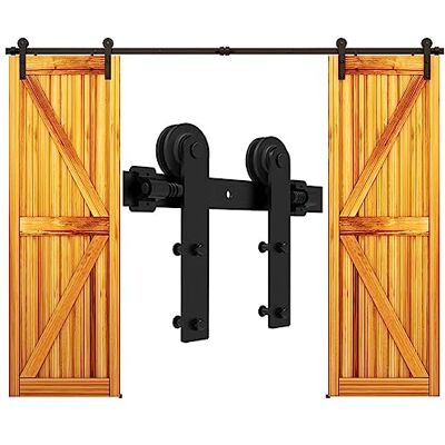 CCJH 274cm/9FT Rail porte coulissante,Quincailleri Kit de Rail pour Porte Coulissante,double porte coulissante,Noir - Publicité CCJH 274cm/9FT Rail porte coulissante,Quincailleri Kit de Rail pour Porte Coulissante,double porte coulissante,Noir - Publicité