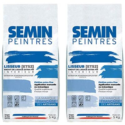Semin LISSEUR Enduit de Lissage Extra Fin en Poudre 5 kg – Finition Murs et Plafonds Intérieur – Avant Peinture et Papier Peint Fabriqué en France -Lot de 2 - Publicité Semin LISSEUR Enduit de Lissage Extra Fin en Poudre 5 kg – Finition Murs et Plafonds Intérieur – Avant Peinture et Papier Peint Fabriqué en France -Lot de 2 - Publicité