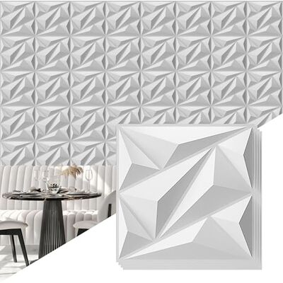 AMIGO Lot de 20 panneaux muraux 3D Motif triangulaire, PVC haute résistance, 30 x 30 cm, résistants à la déformation, recyclables, imperméables, résistants à la chaleur, sans odeur, blanc mat - Publicité AMIGO Lot de 20 panneaux muraux 3D Motif triangulaire, PVC haute résistance, 30 x 30 cm, résistants à la déformation, recyclables, imperméables, résistants à la chaleur, sans odeur, blanc mat - Publicité