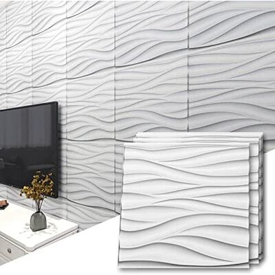 Art3d 12 Pièces Panneau Mural 3D en PVC Blanc Mat, Dalle Mural Décorative Salon,Chambre ,Bureau,Motif Vogue,50x50cm,3m² - Publicité Art3d 12 Pièces Panneau Mural 3D en PVC Blanc Mat, Dalle Mural Décorative Salon,Chambre ,Bureau,Motif Vogue,50x50cm,3m² - Publicité