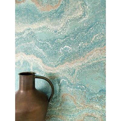 Newroom papier peint intissé turquoise marbre chambre couloir Reflets métalliques chatoyants, motif agate aux veines ondulées, aspect enduit, papier peint salon, entrée, bureau - Publicité Newroom papier peint intissé turquoise marbre chambre couloir Reflets métalliques chatoyants, motif agate aux veines ondulées, aspect enduit, papier peint salon, entrée, bureau - Publicité