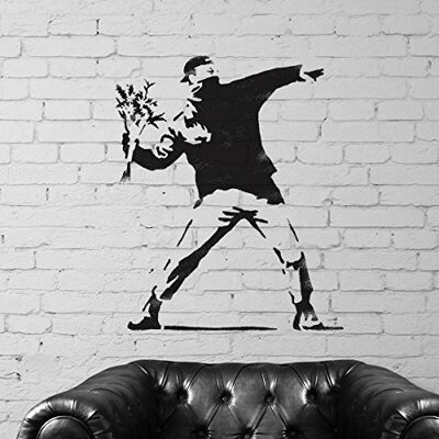 Ideal Stencils Banksy Fleur Lanceur Réplique Pochoir Réutilisable Décor Maison & Art Artisanat Peinture Pochoir semi transparent pochoir, M/ 26x30cm - Publicité Ideal Stencils Banksy Fleur Lanceur Réplique Pochoir Réutilisable Décor Maison & Art Artisanat Peinture Pochoir semi transparent pochoir, M/ 26x30cm - Publicité