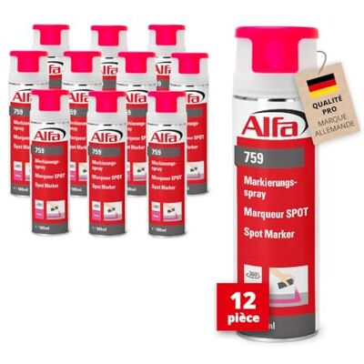 Alfa 759 Spray de marquage, 12 pièces, pink 500 ml (Marqueur SPOT) en couleurs néon pour des marquages longue durée - Publicité Alfa 759 Spray de marquage, 12 pièces, pink 500 ml (Marqueur SPOT) en couleurs néon pour des marquages longue durée - Publicité