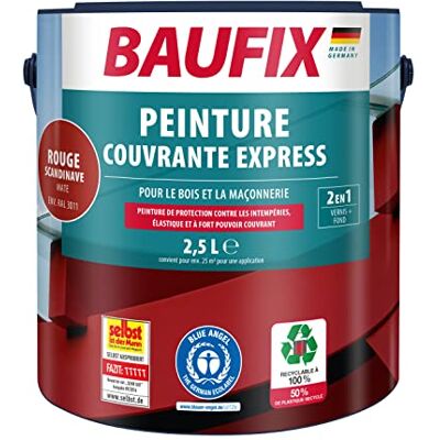 BAUFIX - 2in1 Express Deckfarbe skandinavisch - rouge - Deck paint - Publicité BAUFIX - 2in1 Express Deckfarbe skandinavisch - rouge - Deck paint - Publicité