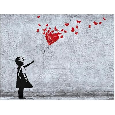 1art1 Filles La Fille Au Ballon Rouge en Papillons, Style Banksy, 2 Parties Poster Papier Peint 240x180 cm - Publicité 1art1 Filles La Fille Au Ballon Rouge en Papillons, Style Banksy, 2 Parties Poster Papier Peint 240x180 cm - Publicité