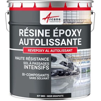 ARCANE INDUSTRIES Résine Époxy Sol Autolissante Carrelage et Béton 5 kg Noir Graphite Autolissante pour Sols Carrelage et Béton à Passage Intensif, Haute Résistance Chimique et Mécanique - Publicité ARCANE INDUSTRIES Résine Époxy Sol Autolissante Carrelage et Béton 5 kg Noir Graphite Autolissante pour Sols Carrelage et Béton à Passage Intensif, Haute Résistance Chimique et Mécanique - Publicité