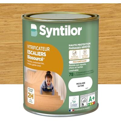 Syntilor Vitrificateur Escaliers Biosourcé Incolore Satiné 0,75L - Publicité Syntilor Vitrificateur Escaliers Biosourcé Incolore Satiné 0,75L - Publicité