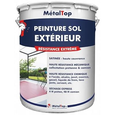 Metaltop Peinture Sol Exterieur Blanc pur RAL 9010-1 L Pour béton et ciment, assure protection et esthétique, résiste uv et intempéries - Publicité Metaltop Peinture Sol Exterieur Blanc pur RAL 9010-1 L Pour béton et ciment, assure protection et esthétique, résiste uv et intempéries - Publicité