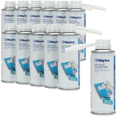 Waytex Pack 12 Décolle Étiquettes 200ml – Pour étiquettes, colle, résine Pinceau diffuseur, enlève résidus de colle – Efficace sur métal, plastique, verre, alu, stratifié - Publicité Waytex Pack 12 Décolle Étiquettes 200ml – Pour étiquettes, colle, résine Pinceau diffuseur, enlève résidus de colle – Efficace sur métal, plastique, verre, alu, stratifié - Publicité