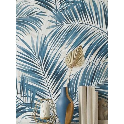 Newroom papier peint intissé bleu pétrole feuilles de palmier boho salon Indigo mat sur crème, structure lisse, sans raccord, motif floral, décoration murale, chambre moderne - Publicité Newroom papier peint intissé bleu pétrole feuilles de palmier boho salon Indigo mat sur crème, structure lisse, sans raccord, motif floral, décoration murale, chambre moderne - Publicité