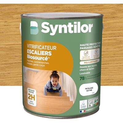 Syntilor Vitrificateur Escaliers Biosourcé Incolore Satiné 2,5L - Publicité Syntilor Vitrificateur Escaliers Biosourcé Incolore Satiné 2,5L - Publicité