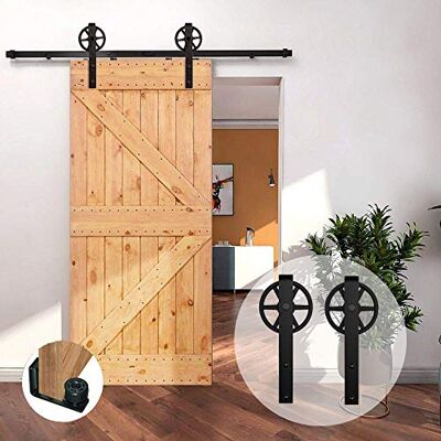 CCJH 6.6FT (201CM) Rail Porte Coulissante Industriel, Quincailleri Kit de Rail, Ensemble Industriel pour Porte Suspendue en Bois, Améliorer - Publicité CCJH 6.6FT (201CM) Rail Porte Coulissante Industriel, Quincailleri Kit de Rail, Ensemble Industriel pour Porte Suspendue en Bois, Améliorer - Publicité