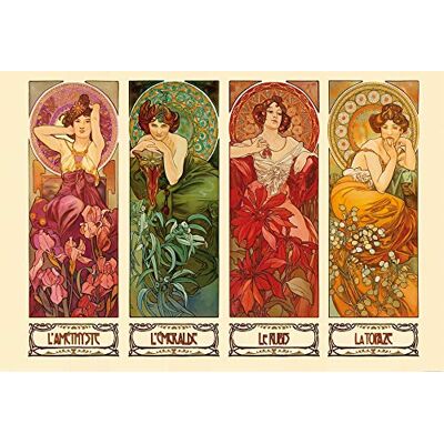1art1 Alphonse Mucha Les Pierres Précieuses, 1900, 3 Parties Poster Papier Peint 360x250 cm - Publicité 1art1 Alphonse Mucha Les Pierres Précieuses, 1900, 3 Parties Poster Papier Peint 360x250 cm - Publicité