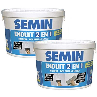 Semin Enduit 2 en 1 Multifonction lot de 2 x 7kg – Joint & Lissage Plaque de Plâtre, Enduit Prêt à l’Emploi Intérieur, Collage & Finition Bande à Joint, Qualité Professionnelle, Fabriqué en France - Publicité Semin Enduit 2 en 1 Multifonction lot de 2 x 7kg – Joint & Lissage Plaque de Plâtre, Enduit Prêt à l’Emploi Intérieur, Collage & Finition Bande à Joint, Qualité Professionnelle, Fabriqué en France - Publicité