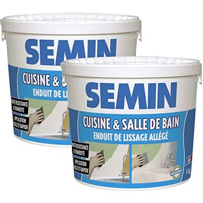 Semin Enduit de Lissage Hydro Allégé – Spécial Cuisine & Salle de Bain – Haute Résistance à l’Humidité – Prêt à l’Emploi – Application Facile – Avant Peinture & Revêtement Mural – 2 Seaux de 1 kg - Publicité Semin Enduit de Lissage Hydro Allégé – Spécial Cuisine & Salle de Bain – Haute Résistance à l’Humidité – Prêt à l’Emploi – Application Facile – Avant Peinture & Revêtement Mural – 2 Seaux de 1 kg - Publicité