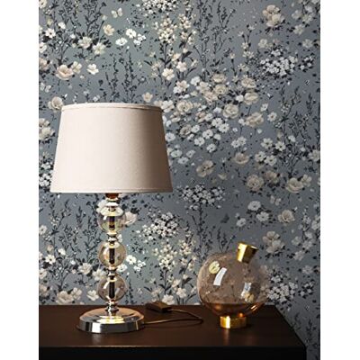 Newroom Papier Peint Intissé Gris Floral Salon Campagne Chic - Publicité Newroom Papier Peint Intissé Gris Floral Salon Campagne Chic - Publicité