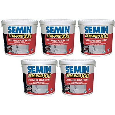 Semin Sem-Pro XXL – Colle Papier Peint Prête à l’Emploi – 5 X 5 kg – Colle Haute Performance pour Papier Vinyle, Intissé, Velours et Revêtements Spéciaux – Cuisine et Salle de Bain - Publicité Semin Sem-Pro XXL – Colle Papier Peint Prête à l’Emploi – 5 X 5 kg – Colle Haute Performance pour Papier Vinyle, Intissé, Velours et Revêtements Spéciaux – Cuisine et Salle de Bain - Publicité