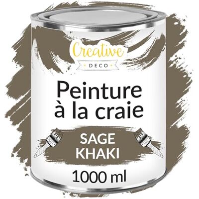 Creative Peinture à la Craie Kaki 1L Mat et Lavable Peinture Bois Peinture Meuble Bois Idéal pour Rénovation de Meubles Chalk Paint Ardoise Craie Peinture Mur Interieur - Publicité Creative Peinture à la Craie Kaki 1L Mat et Lavable Peinture Bois Peinture Meuble Bois Idéal pour Rénovation de Meubles Chalk Paint Ardoise Craie Peinture Mur Interieur - Publicité