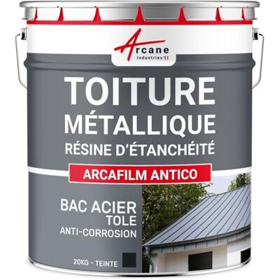 ARCANE INDUSTRIES Produit d'étanchéité, toiture métallique, bac acier, peinture tôle, bardage, rouille, résistant à la corrosion et aux intempéries : Arcafilm antico 20 kg Noir Bleuté - Publicité ARCANE INDUSTRIES Produit d'étanchéité, toiture métallique, bac acier, peinture tôle, bardage, rouille, résistant à la corrosion et aux intempéries : Arcafilm antico 20 kg Noir Bleuté - Publicité