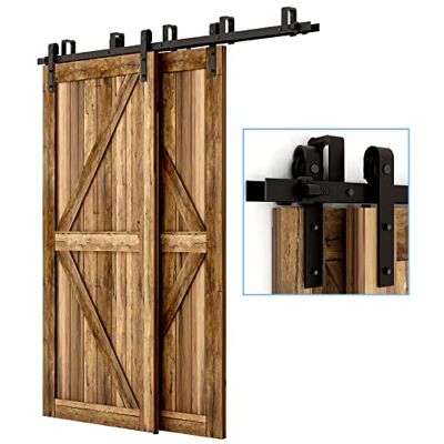 CCJH 6FT/182cm Bypass Quincaillerie Kit de Rail pour Porte Coulissante, Hardware Porte Coulissante Ensemble Industriel pour Bypass Deux Porte Suspendue en Bois - Publicité CCJH 6FT/182cm Bypass Quincaillerie Kit de Rail pour Porte Coulissante, Hardware Porte Coulissante Ensemble Industriel pour Bypass Deux Porte Suspendue en Bois - Publicité