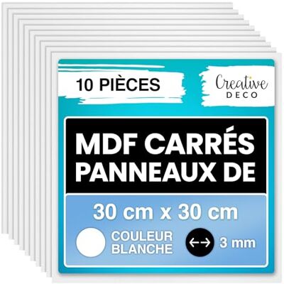 Creative 10 x Panneau MDF Carré Blanc 300 x 300 mm Feuille Planche Bois Brut Plaque Bois Idéal Bricolage, Découpe Laser, Gravure Panneaux pour Pyrogravure, Linogravure - Publicité Creative 10 x Panneau MDF Carré Blanc 300 x 300 mm Feuille Planche Bois Brut Plaque Bois Idéal Bricolage, Découpe Laser, Gravure Panneaux pour Pyrogravure, Linogravure - Publicité