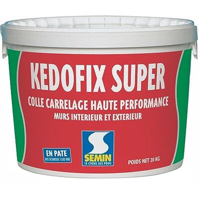Semin KEDOFIX SUPER Colle Carrelage Murale 20 kg – Prête à l’Emploi Sans Ciment – Intérieur & Extérieur Protégé – Haute Résistance à l’Eau – Spécial Pièces Humides – Faïence, Pierre, Pâte de Verre - Publicité Semin KEDOFIX SUPER Colle Carrelage Murale 20 kg – Prête à l’Emploi Sans Ciment – Intérieur & Extérieur Protégé – Haute Résistance à l’Eau – Spécial Pièces Humides – Faïence, Pierre, Pâte de Verre - Publicité