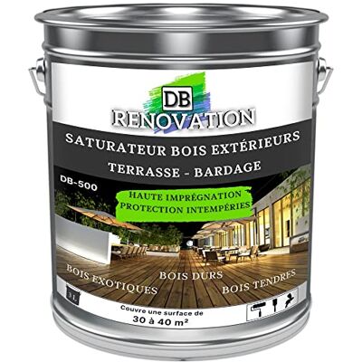 DB Rénovation Saturateur bois incolore Hydrofuge, Extrême résistance UV, anti-grisaille Protection marin 3L - Publicité DB Rénovation Saturateur bois incolore Hydrofuge, Extrême résistance UV, anti-grisaille Protection marin 3L - Publicité