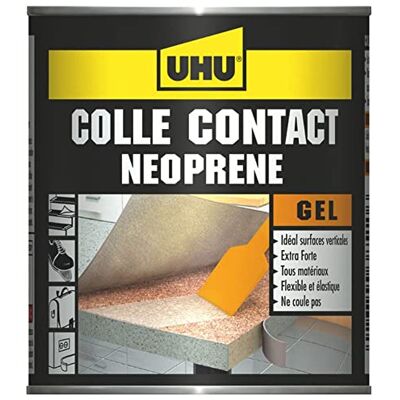 UHU Contact Néoprène Colle Gel Anti Goutte Universelle Super Forte Multi Matériaux : Métal, Cuir, Caoutchouc, Bois Adhérence Immédiate Transparente Pot 215 g - Publicité UHU Contact Néoprène Colle Gel Anti Goutte Universelle Super Forte Multi Matériaux : Métal, Cuir, Caoutchouc, Bois Adhérence Immédiate Transparente Pot 215 g - Publicité